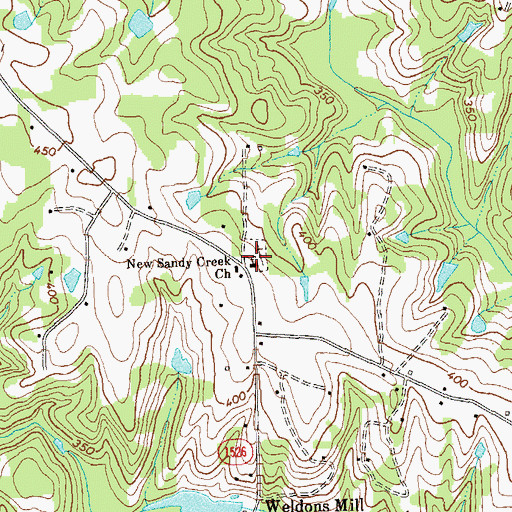 Topographic Map of New Sandy Creek Church, NC
