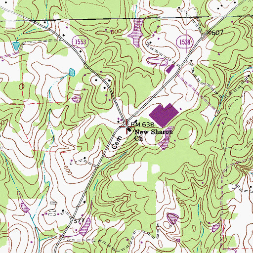 Topographic Map of New Sharon Church, NC