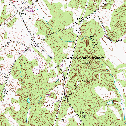 Topographic Map of New Testament Missionary Church, NC