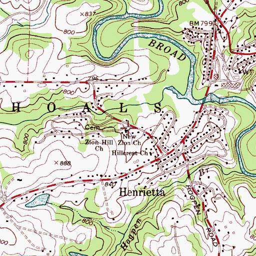 Topographic Map of New Zion Church, NC