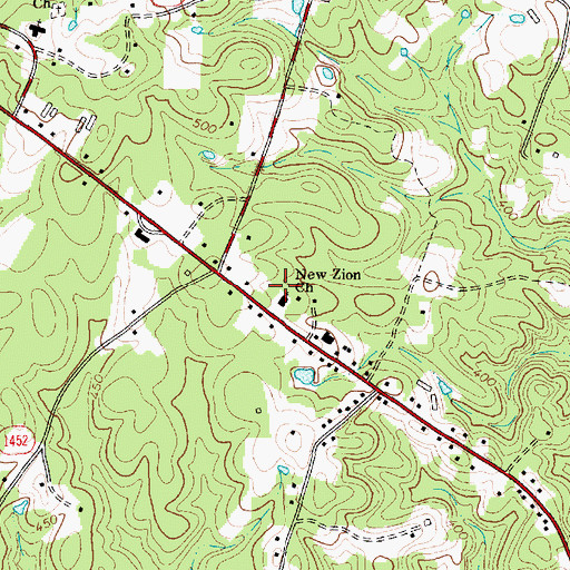 Topographic Map of New Zion Church, NC