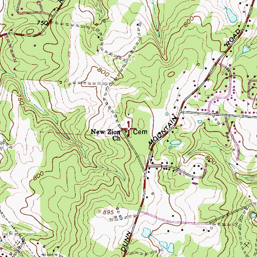 Topographic Map of New Zion Church, NC