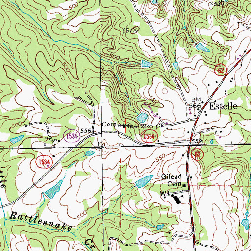 Topographic Map of New Zion Church, NC
