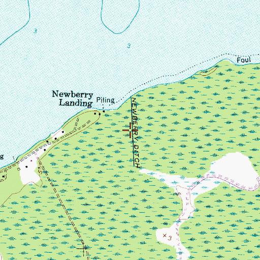 Topographic Map of Newberry Ditch, NC