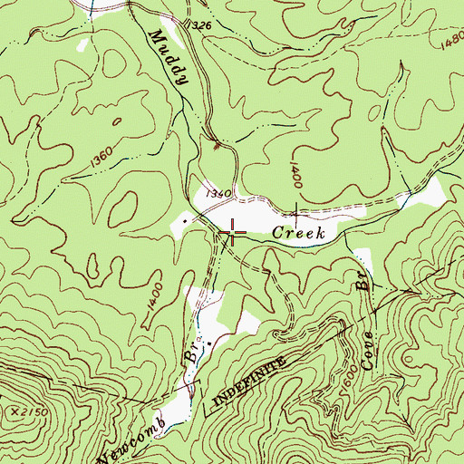Topographic Map of Newcomb Branch, NC