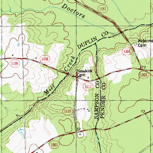 Topographic Map of Newkirk Cemetery, NC