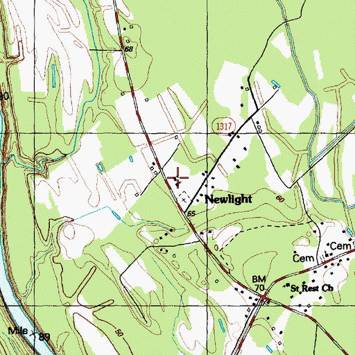 Topographic Map of Newlight School, NC