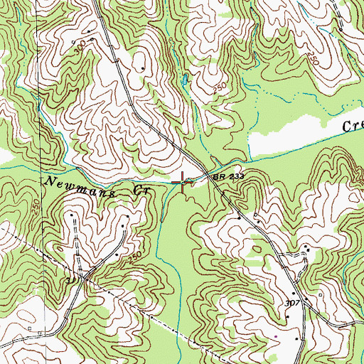 Topographic Map of Newmans Creek, NC