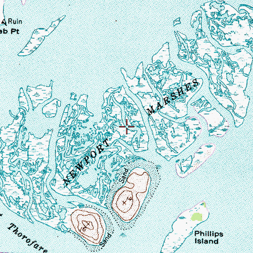 Topographic Map of Newport Marshes, NC