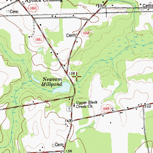 Topographic Map of Newson Millpond, NC