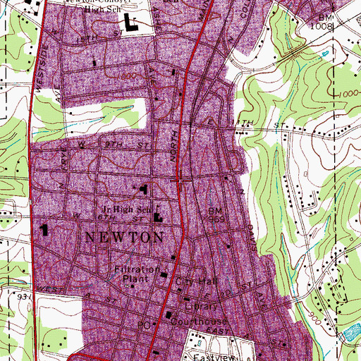 Topographic Map of Newton, NC