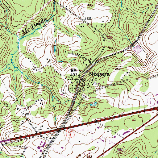 Topographic Map of Niagara, NC