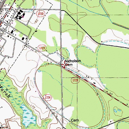Topographic Map of Nicholson Cemetery, NC