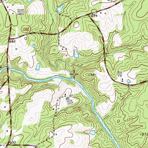 Topographic Map of Nick Creek, NC