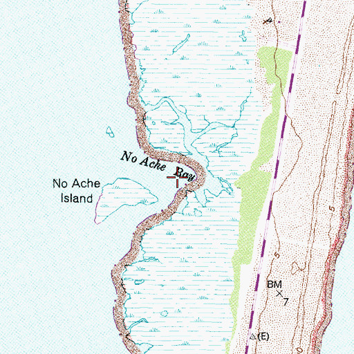 Topographic Map of No Ache Bay, NC