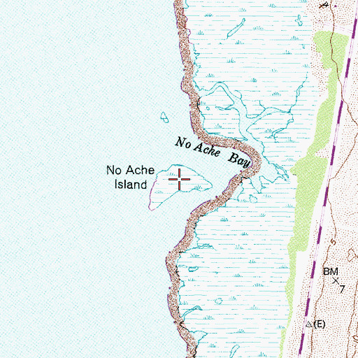 Topographic Map of No Ache Island, NC