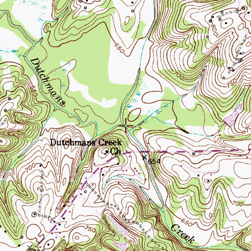 Topographic Map of No Creek, NC