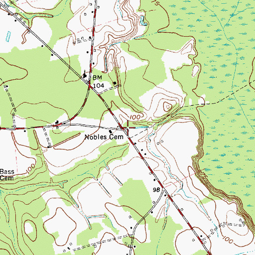 Topographic Map of Nobles Cemetery, NC