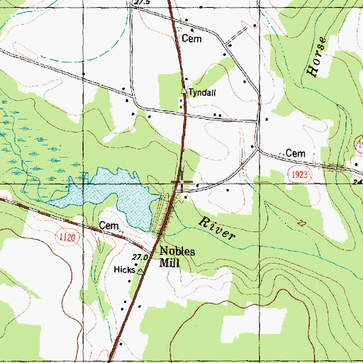 Topographic Map of Nobles Church, NC