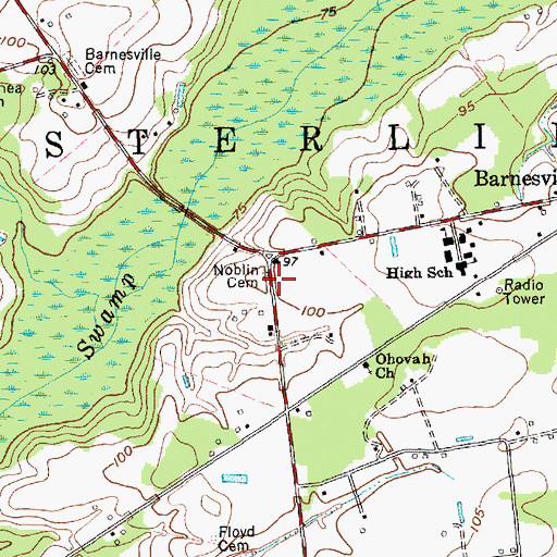 Topographic Map of Noblin Cemetery, NC