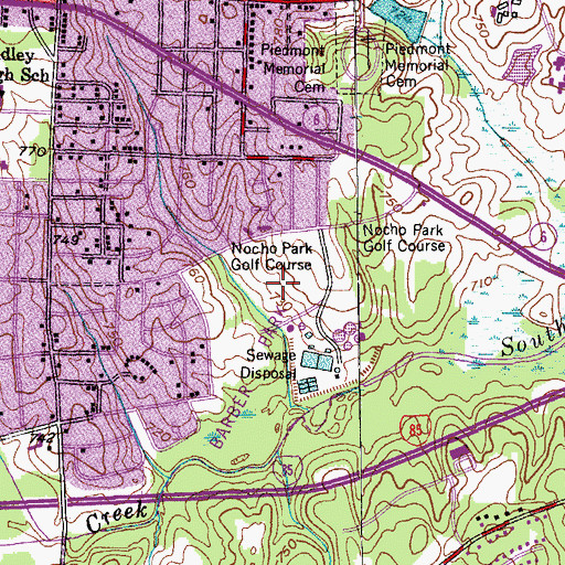 Topographic Map of Nocho Park Golf Course, NC