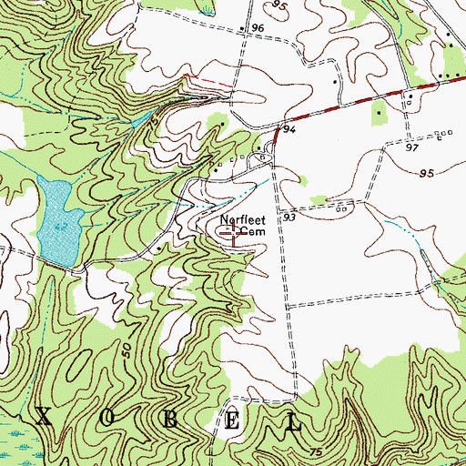 Topographic Map of Norfleet Cemetery, NC