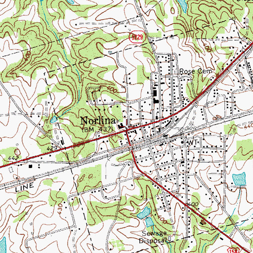 Topographic Map of Norlina, NC