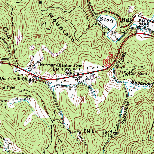 Topographic Map of Norman-Blanton Cemetery, NC