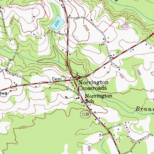 Topographic Map of Norrington Crossroads, NC