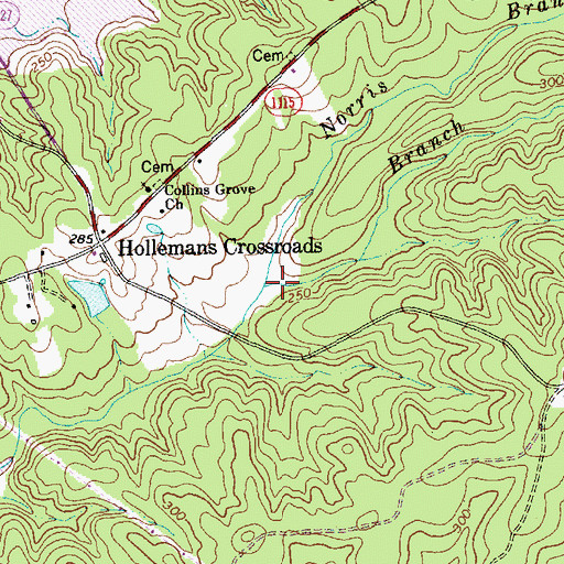 Topographic Map of Norris Branch, NC