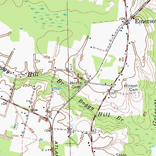 Topographic Map of Norris Cemetery, NC