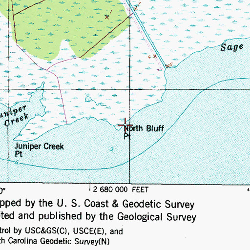 Topographic Map of North Bluff Point, NC