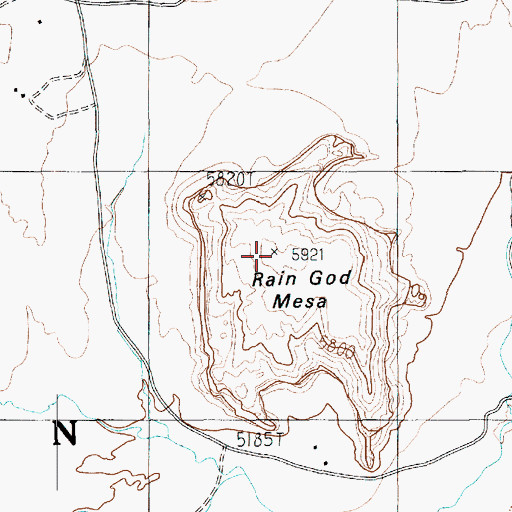 Topographic Map of Rain God Mesa, AZ