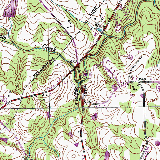 Topographic Map of North Buffalo Creek, NC