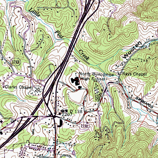 Topographic Map of North Buncombe High School, NC