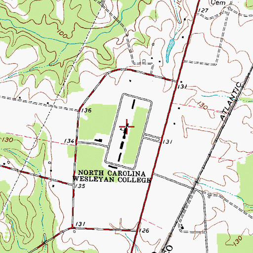 Topographic Map of North Carolina Wesleyan College, NC