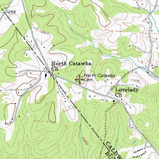Topographic Map of North Catawba Cemetery, NC