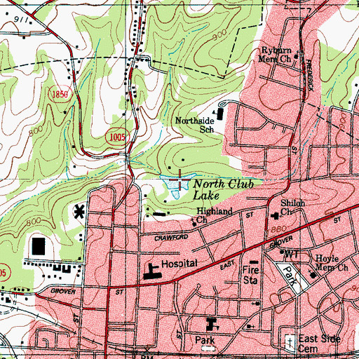 Topographic Map of North Club Lake, NC