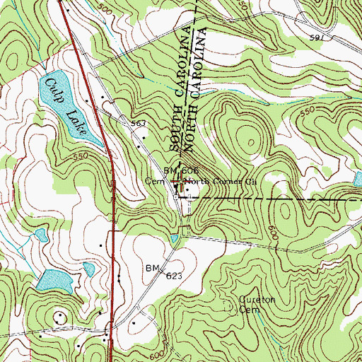 Topographic Map of North Corner Church, NC