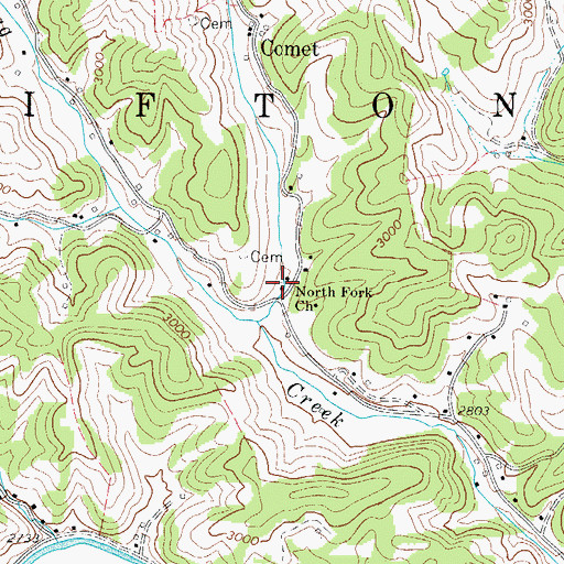 Topographic Map of North Fork Church, NC