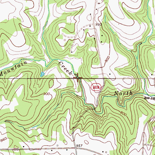 Topographic Map of North Fork Mountain Creek, NC