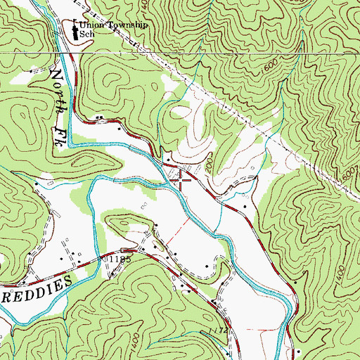 Topographic Map of North Fork Reddies River, NC