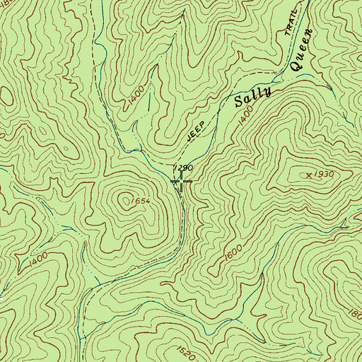 Topographic Map of North Fork Sally Queen Creek, NC