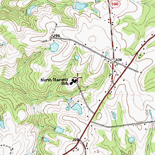 Topographic Map of North Harnett School, NC