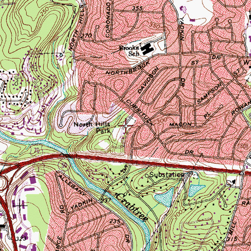 Topographic Map of North Hills Park, NC