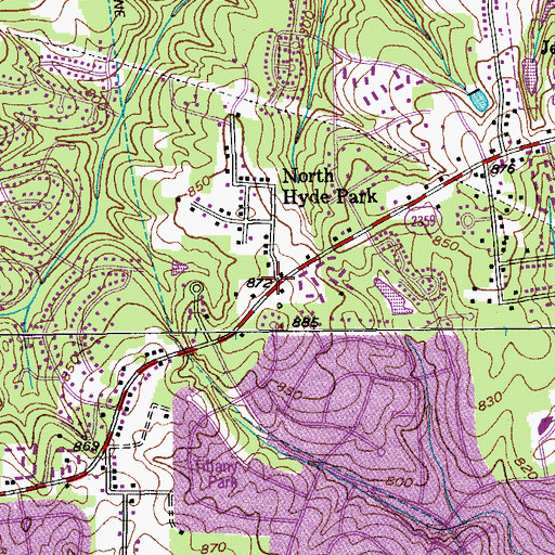 Topographic Map of North Hyde Park, NC