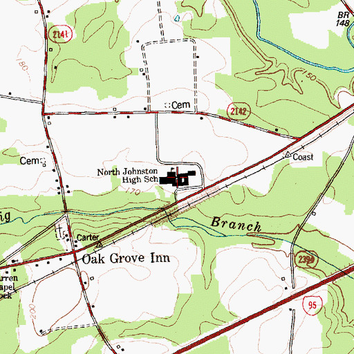 Topographic Map of North Johnston High School, NC