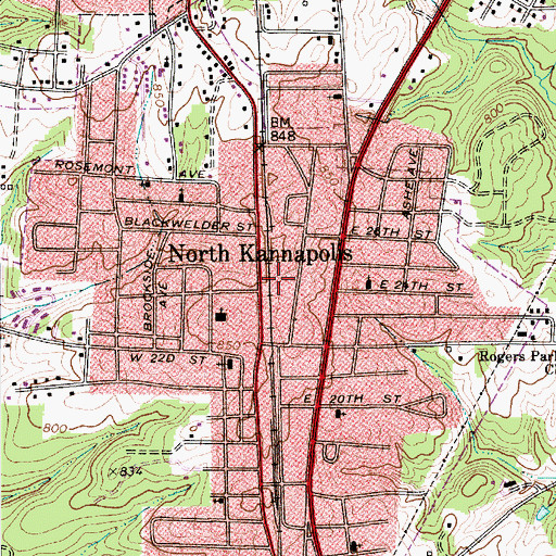 Topographic Map of North Kannapolis, NC