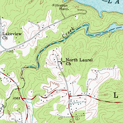 Topographic Map of North Laurel Church, NC