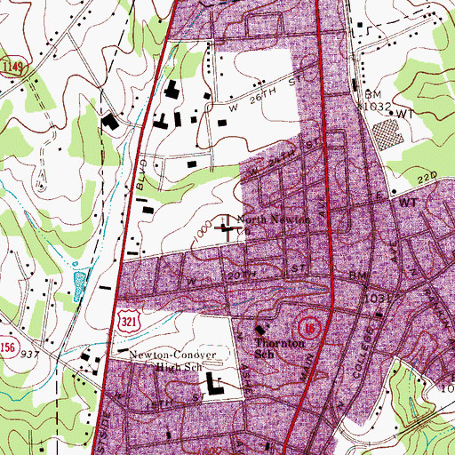 Topographic Map of North Newton Church, NC